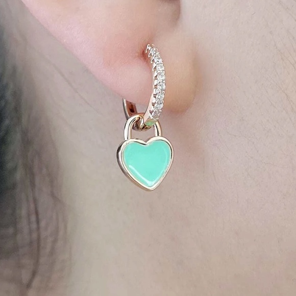 Luxe Gold Tone Heart Cubic Zirconia Multi-wear Earrings - Picture 8 of 9